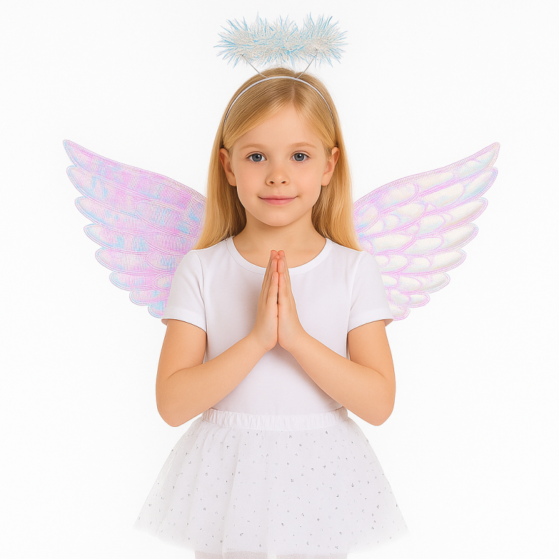 Zestaw Strój Aniołka z Skrzydełkami i Aureolką