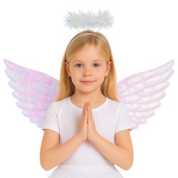 Zestaw Strój Aniołka z Skrzydełkami i Aureolką