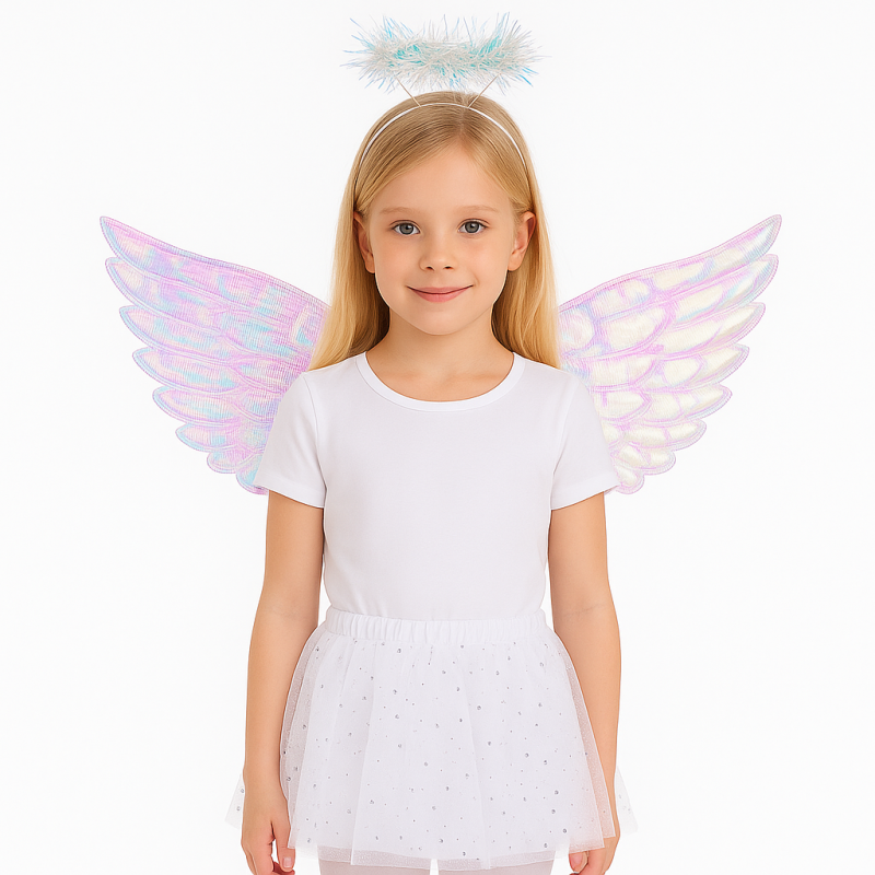 Zestaw Strój Aniołka z Skrzydełkami i Aureolką