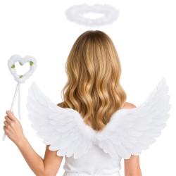 Zestaw strój aniołka z kryształkami i różdżką