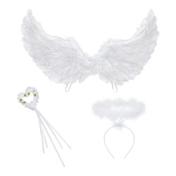 Zestaw strój aniołka z kryształkami i różdżką