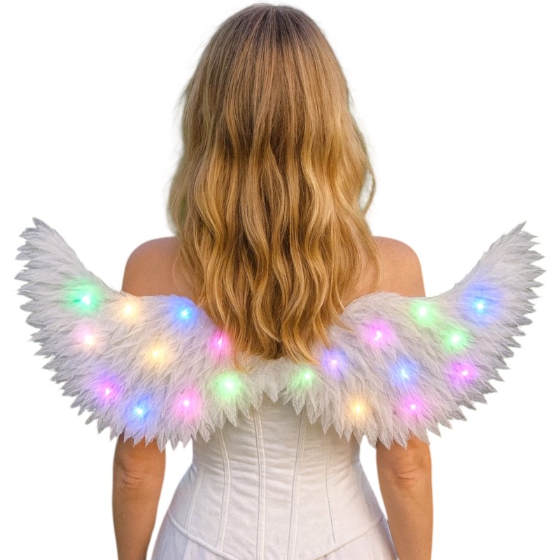 Świecące skrzydła białe 64x21 cm z organzy