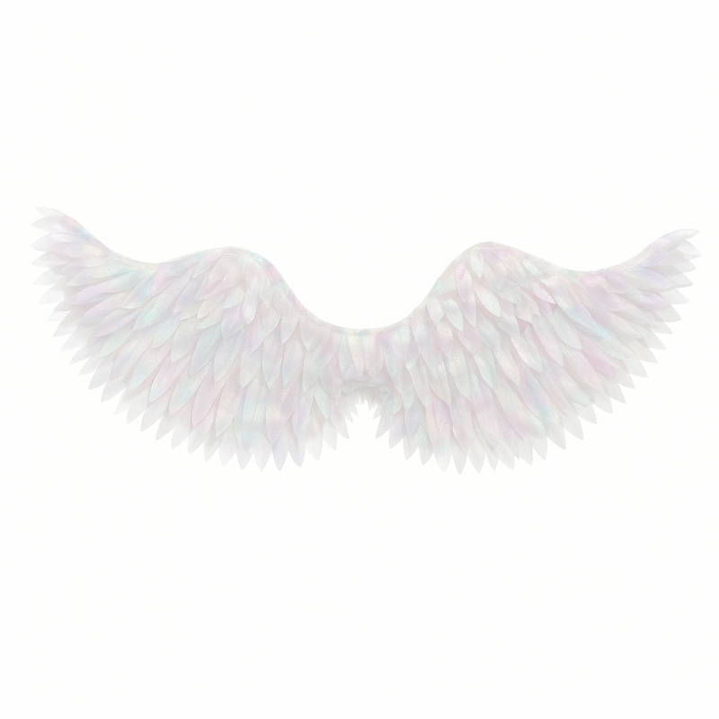 Świecące skrzydła białe 64x21 cm z organzy