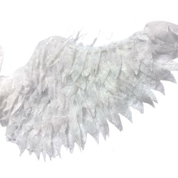 Świecące skrzydła białe 64x21 cm z organzy