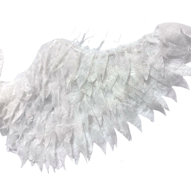 Świecące skrzydła białe 64x21 cm z organzy