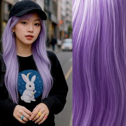 Peruka Długie Fioletowe Włosy z Białymi Pasemkami