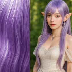 Peruka Długie Fioletowe Włosy z Białymi Pasemkami