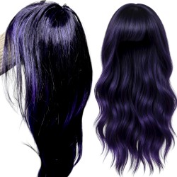 Peruka długie czarno-fioletowe włosy cosplay