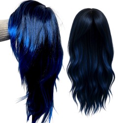 Peruka Cosplay z Długimi Czarno-Niebieskimi Włosami