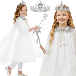Peleryna Królowej Śniegu Tiulowa Biała z Akcesoriami