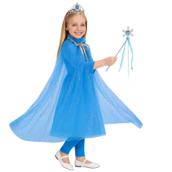 Peleryna Tiulowa Niebieska z Koroną i Różdżką