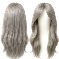Peruka Szara Długie Włosy Cosplay Goth