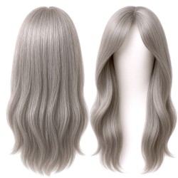 Peruka Szara Długie Włosy Cosplay Goth