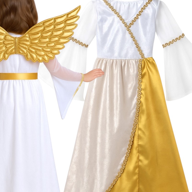Strój Anioł dla Dziewczynki z Różdżką i Skrzydłami