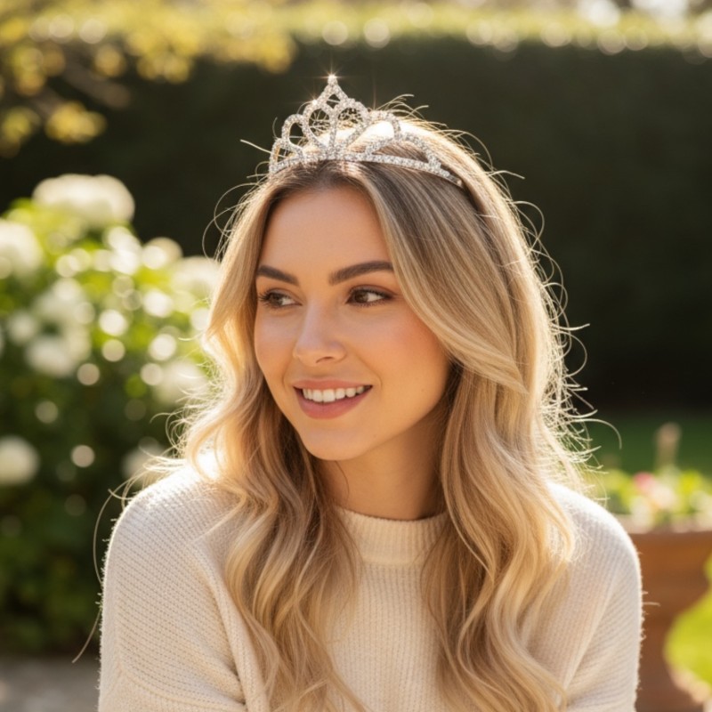 Diadem Korona Opaska Kryształowa z Grzebykiem