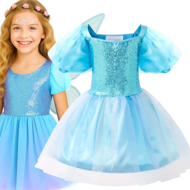 Zestaw Wróżki dla Dziewczynki 5 el. Sukienka + Skrzydełka