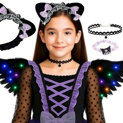 Strój Kuromi z Skrzydełkami, Opaską i Biżuterią