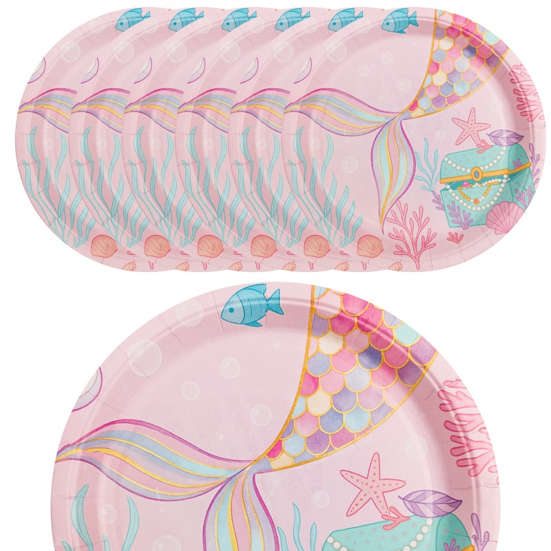 Zestaw Syrenka 6 Talerzyków i 6 Kubeczków