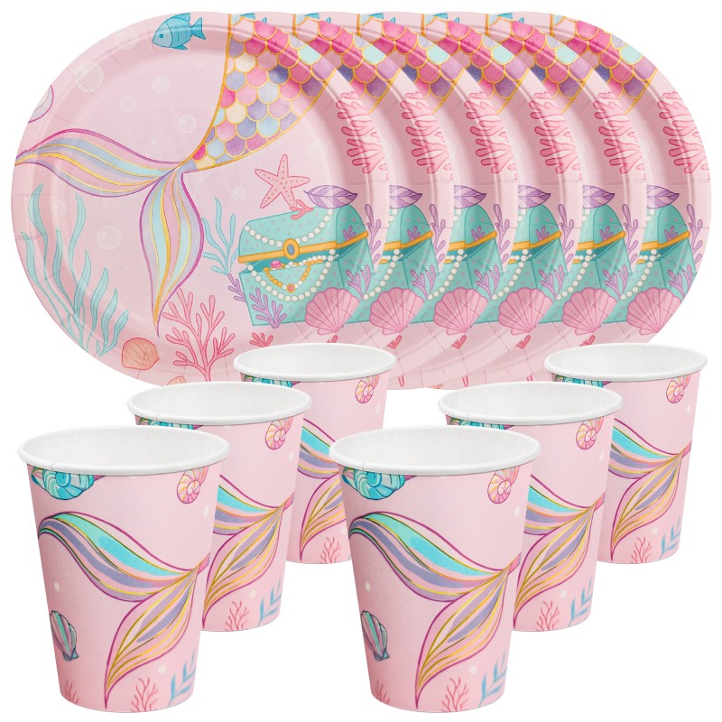 Zestaw Syrenka 6 Talerzyków i 6 Kubeczków