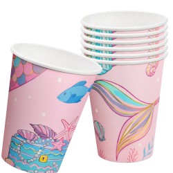 Zestaw syrenka 12 talerzyków 6 kubków 20 serwetek