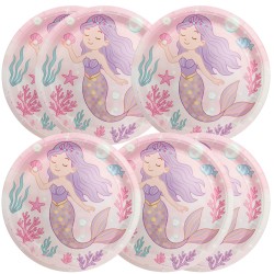 Zestaw syrenka 12 talerzyków 6 kubków 20 serwetek