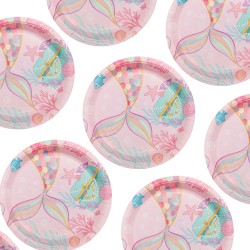 Zestaw syrenka 12 talerzyków 6 kubków 20 serwetek