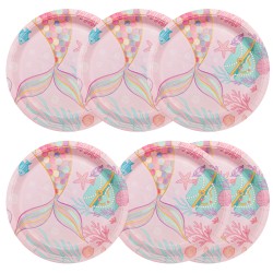 Zestaw syrenka 12 talerzyków 6 kubków 20 serwetek