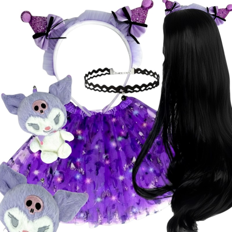 Strój Zestaw Kuromi Spódniczka Tutu Opaska Peruka