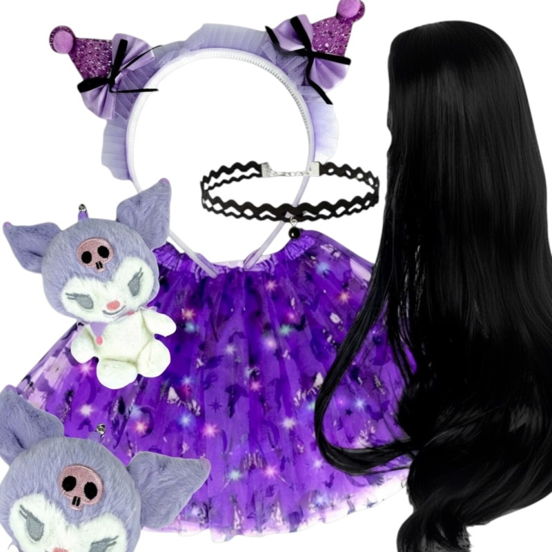 Strój Zestaw Kuromi Spódniczka Tutu Opaska Peruka