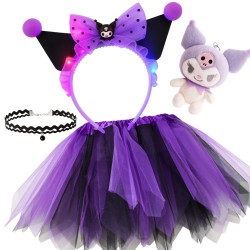 Zestaw Kuromi: Spódniczka Tutu, Opaska LED i Akcesoria