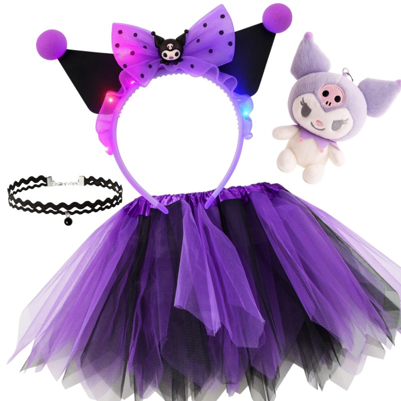 Zestaw Kuromi: Spódniczka Tutu, Opaska LED i Akcesoria