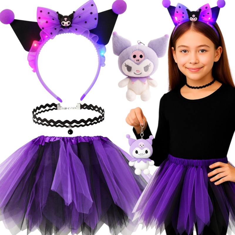 Zestaw Kuromi: Spódniczka Tutu, Opaska LED i Akcesoria