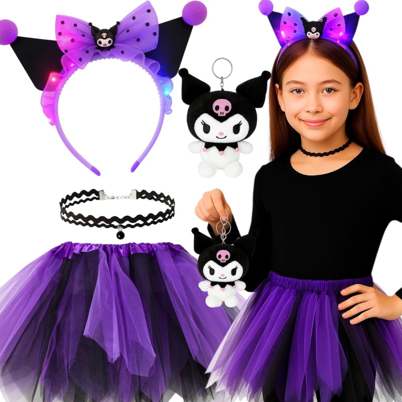 Zestaw Kuromi: Spódniczka Tutu, Opaska LED i Akcesoria