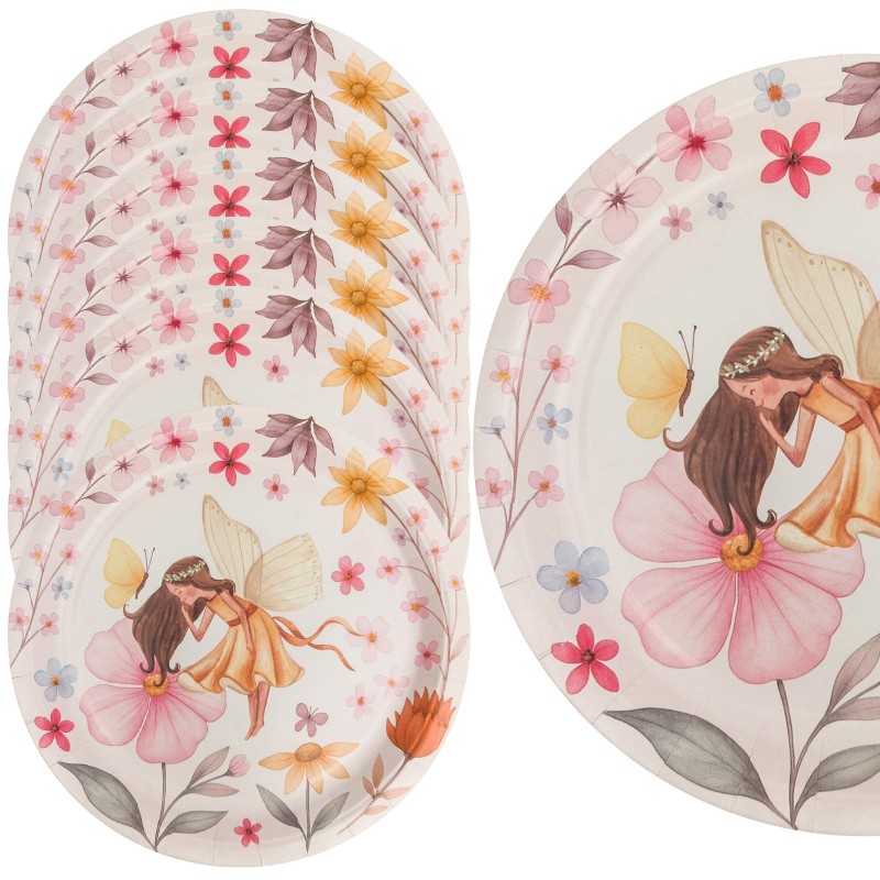 Talerzyki Papierowe Fairy Garden 23 cm 6 Sztuk