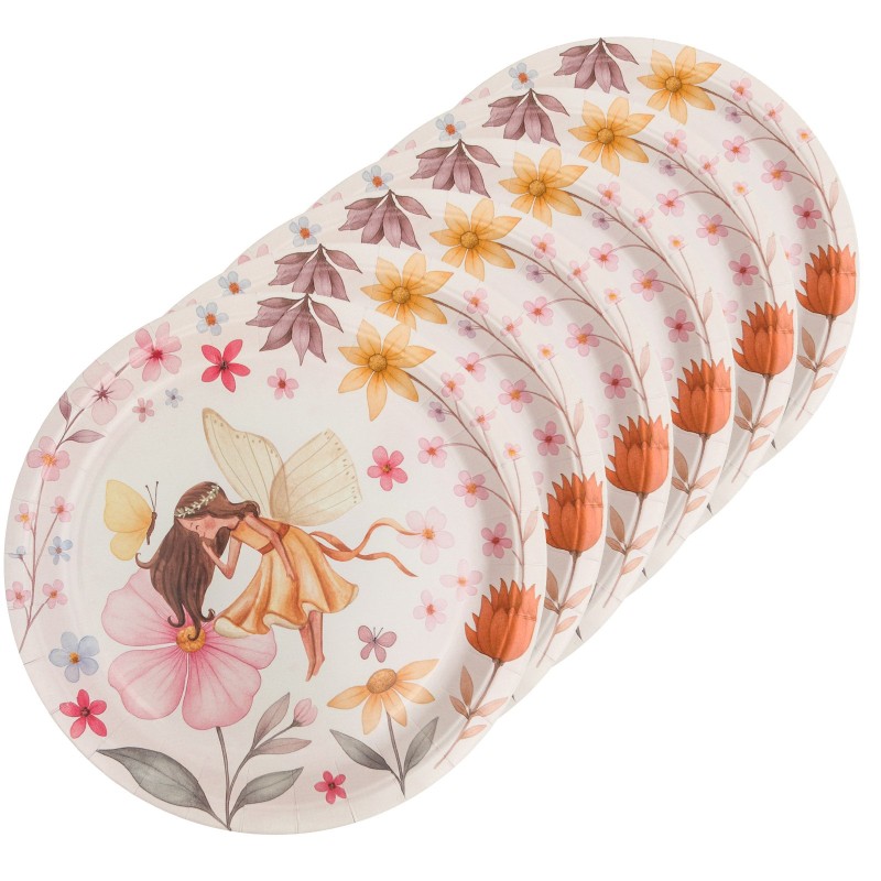 Talerzyki Papierowe Fairy Garden 23 cm 6 Sztuk