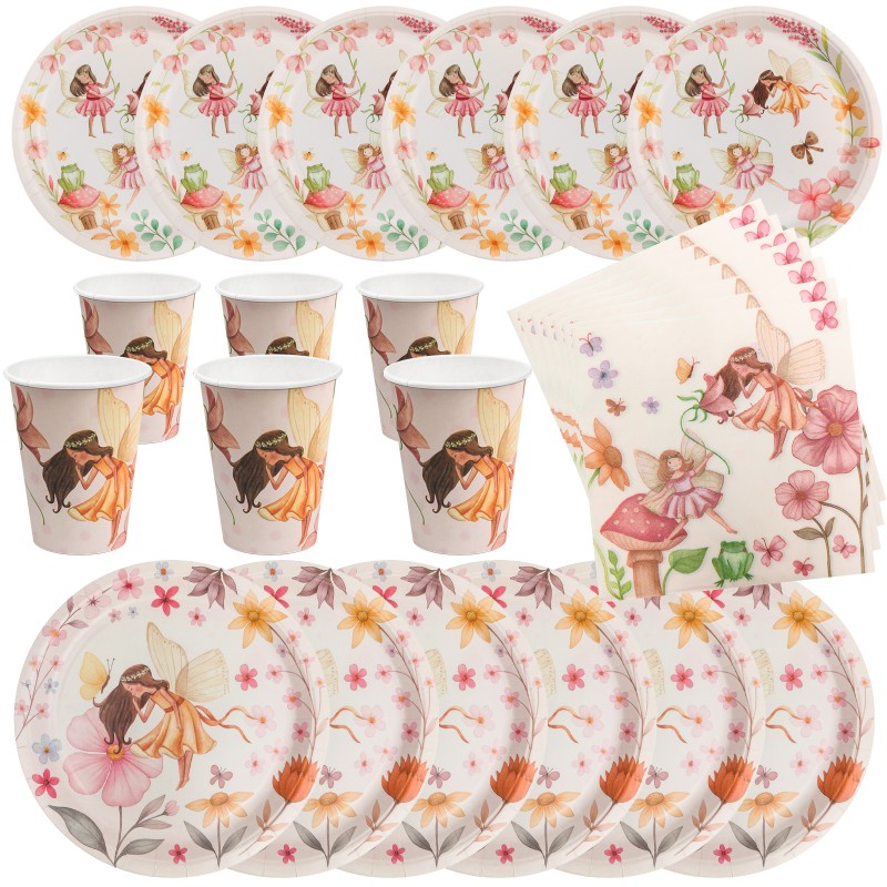 Magiczny Zestaw Wróżki i Elfy talerzyki kubeczki serwetki