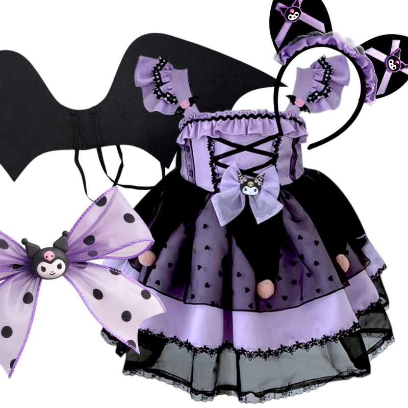 Kuromi Strój dla Dzieci z Sukienką i Opaską