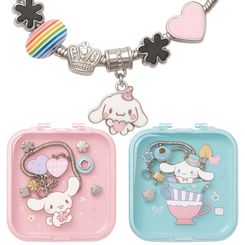 Zestaw Bransoletka Cinemarrol Króliczek z 9 Zawieszkami