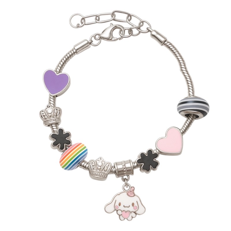 Zestaw Bransoletka Cinemarrol Króliczek z 9 Zawieszkami