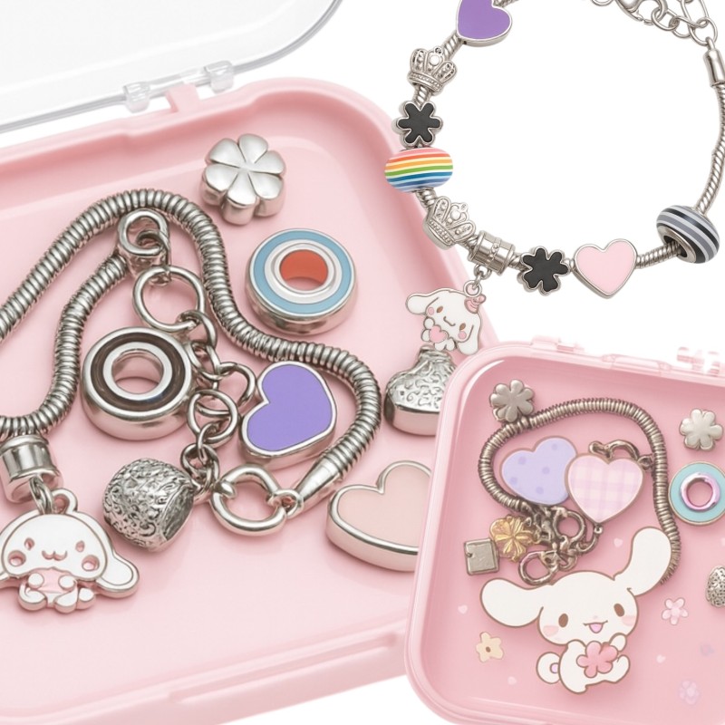 Zestaw Bransoletka Cinemarrol Króliczek z 9 Zawieszkami