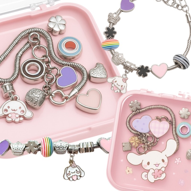 Zestaw Bransoletka Cinemarrol Króliczek z 9 Zawieszkami