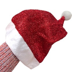 Czapka Świąteczna Mikołaja Metaliczna Czerwona