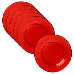Talerze Czerwone Transparentne PVC 19cm Zestaw 6 szt.