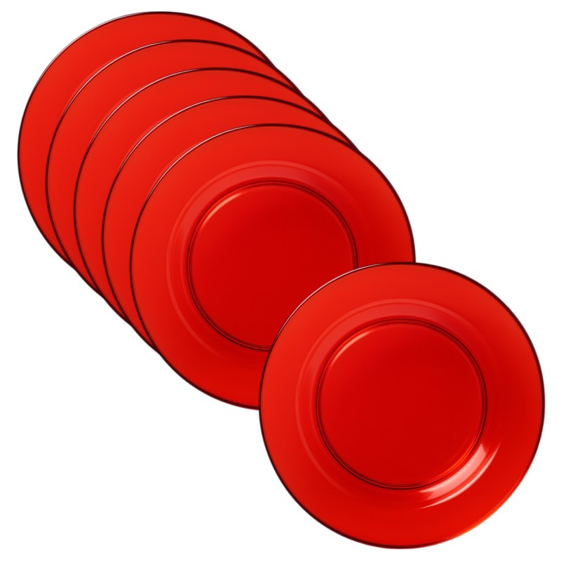 Czerwone Talerze Transparentne PVC 23cm 4 szt.