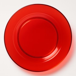 Talerze z PVC Czerwone Transparentne 26cm 3 sztuki