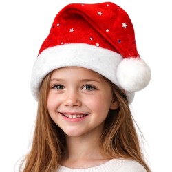 Czapka Mikołaja z gwiazdkami welur