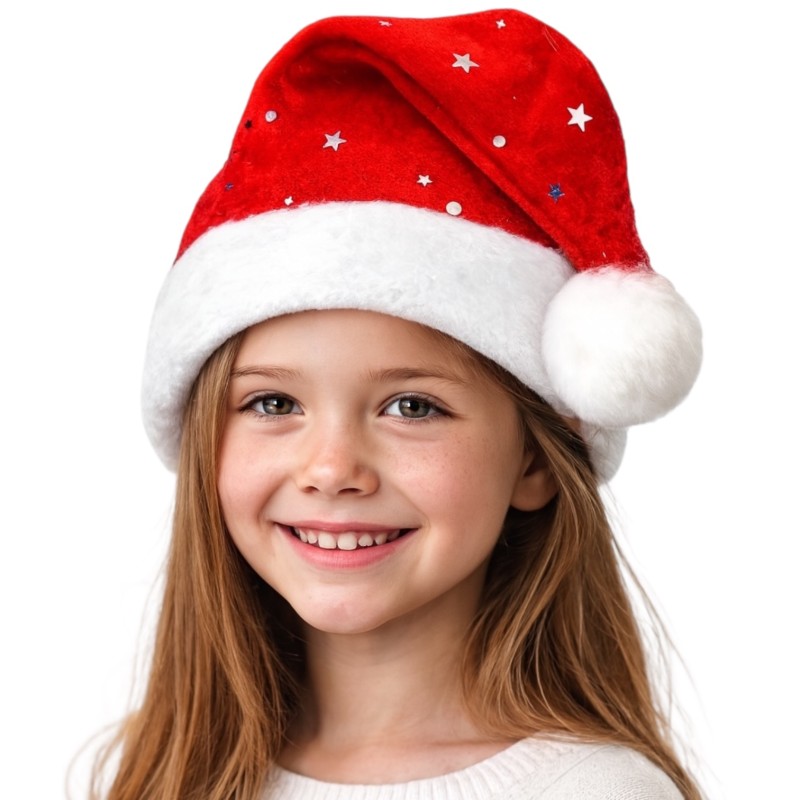 Czapka Mikołaja z gwiazdkami welur