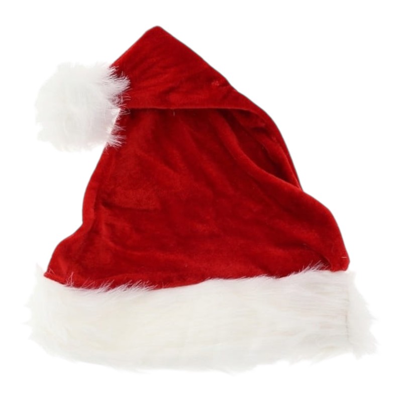 Aksamitna czapka Mikołaja na święta z pomponem