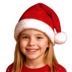 Aksamitna czapka Mikołaja na święta z pomponem