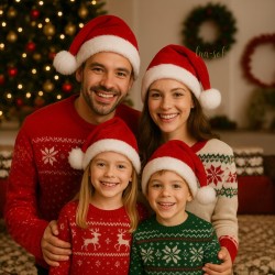 Aksamitna czapka Mikołaja na święta z pomponem